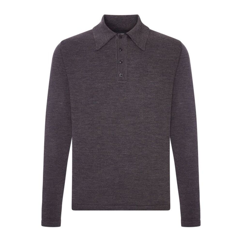 Lemaire Men Long-Sleeved Polo Shirt In Premium Mouliné Merino Wool